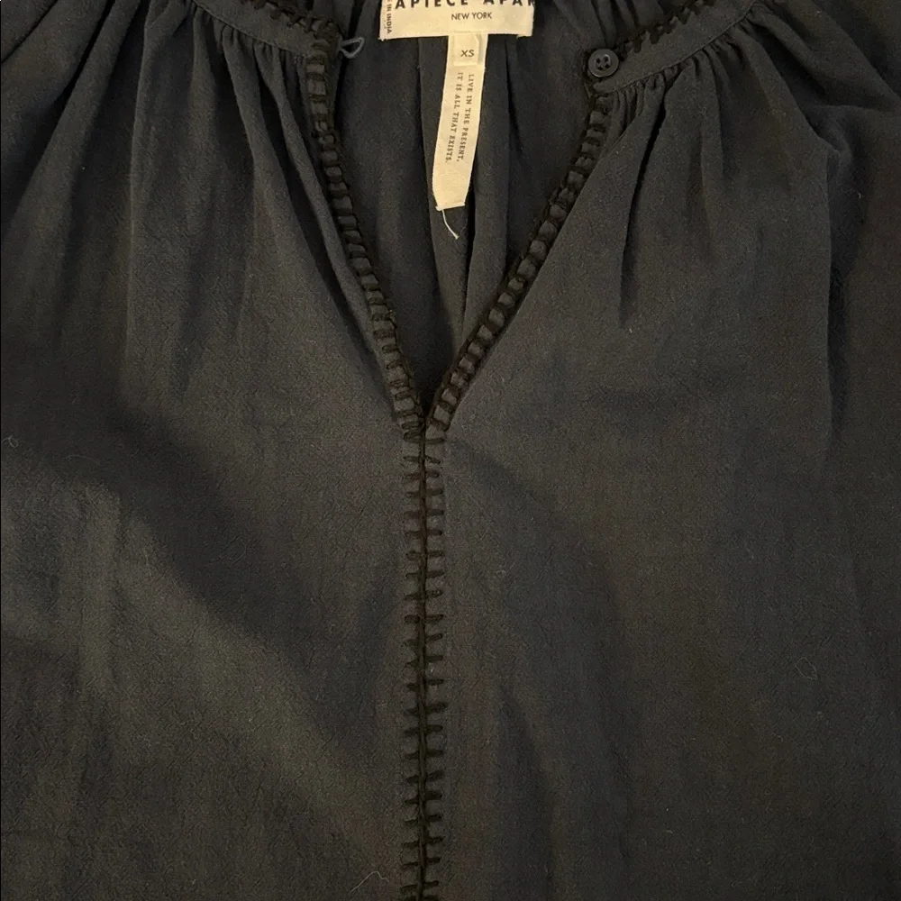 Apiece Apart Maria Mini Dress Puff Gathered Sleeves Women’s Size XS Navy Blue